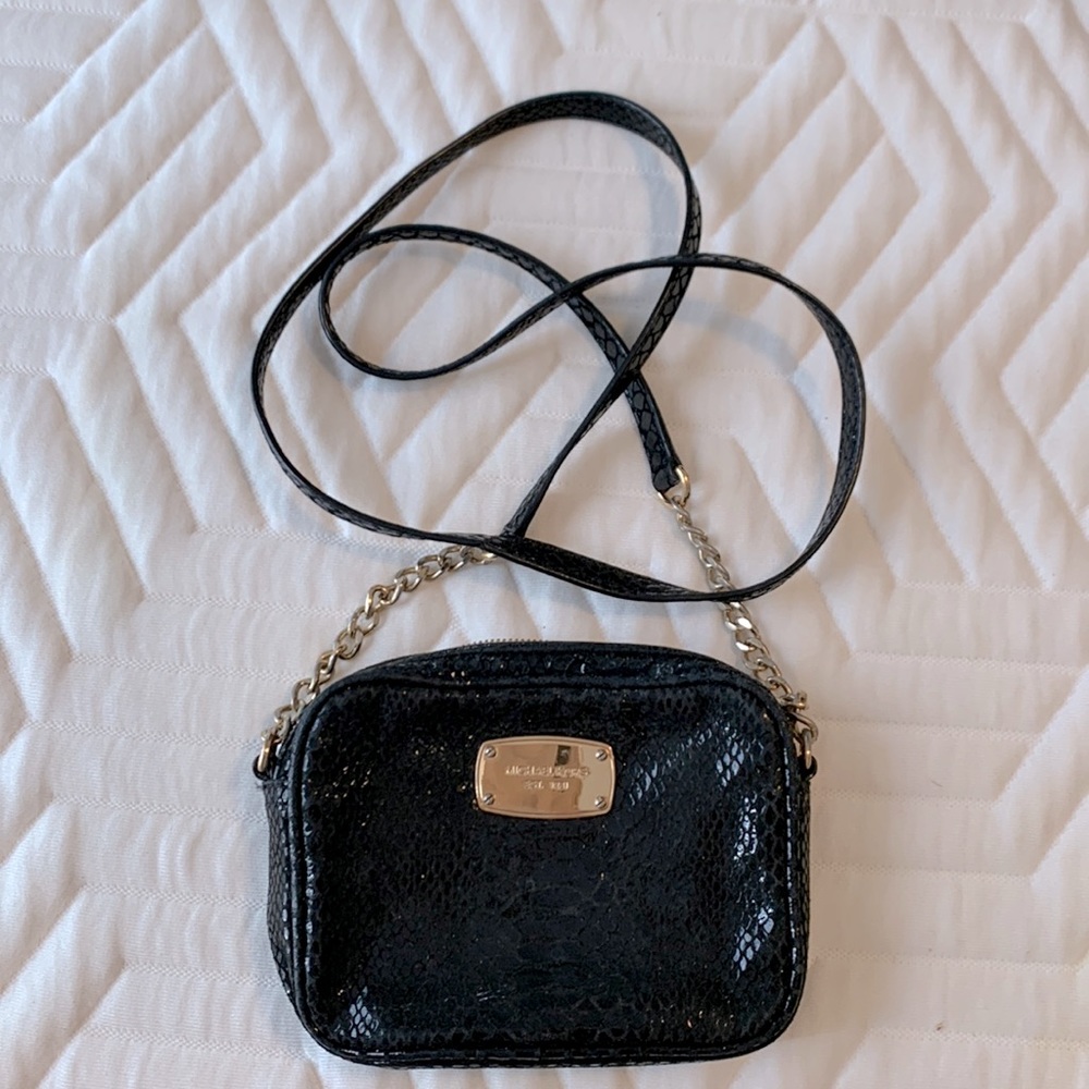 Michael Kors black faux snakeskin crossbody